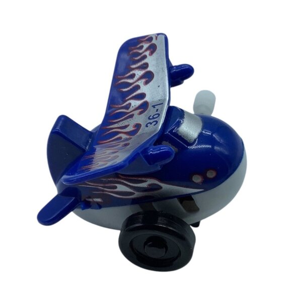 Wind-Up Airplane Back Flipping 2" Toy WORKS Blue Flames 36-1 - Picture 3 of 7
